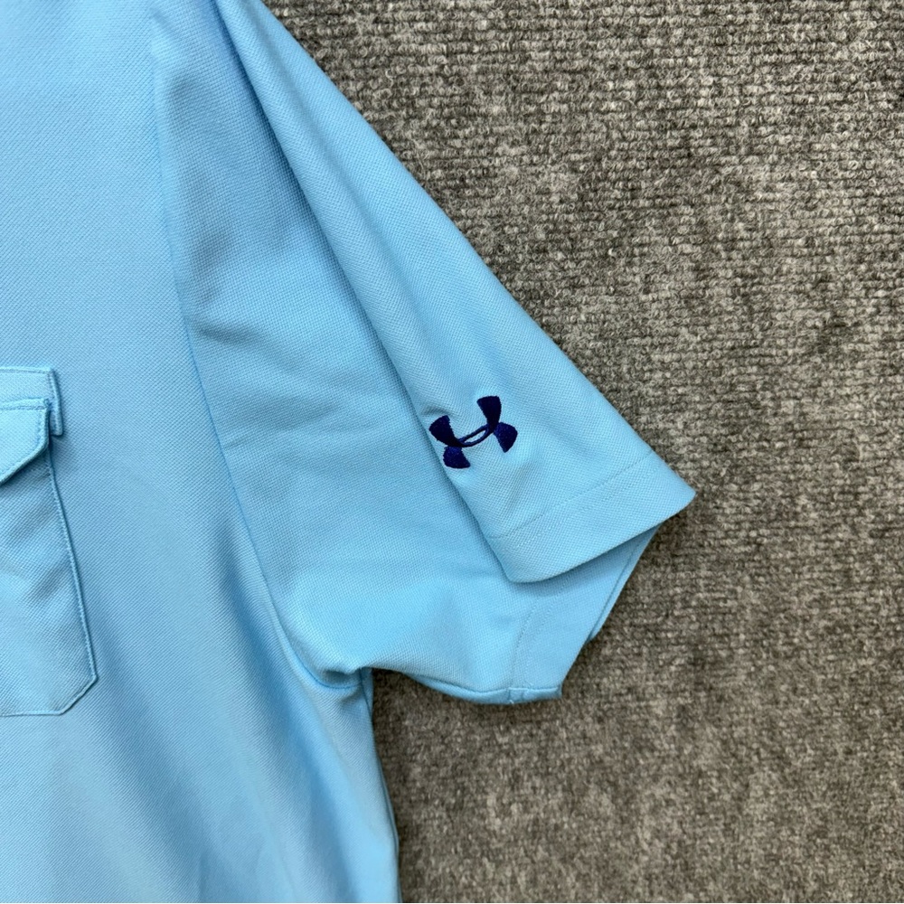 Under Armour Heatgear blue golf polo double chest pocket Men's size XL - Picture 5 of 12